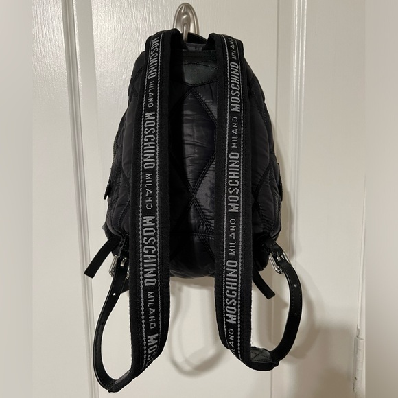 MOSCHINO QUILTED NYLON SMALL BACKPACK BLACK - Picture 11 of 11